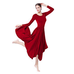 Hot Selling Women Dance Wear Long Sleeves Latin Tight Fit Dance Dress