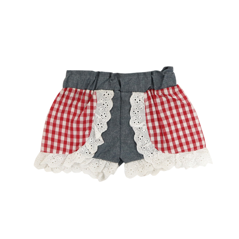 Модные кружевные шорты с оборками для девочек, летние милые шорты из органического льна с эластичным поясом для маленьких девочек, популярные шорты