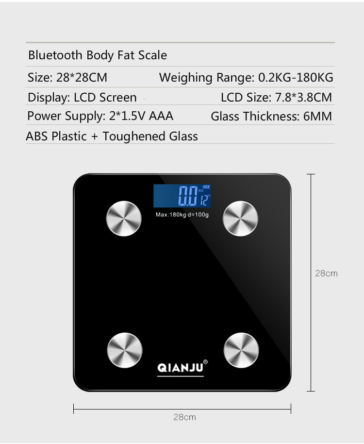 180Kg 396lb Digital Body Bathroom Scale Electronic Personal Weight Scale Machine Body Fat Scale
