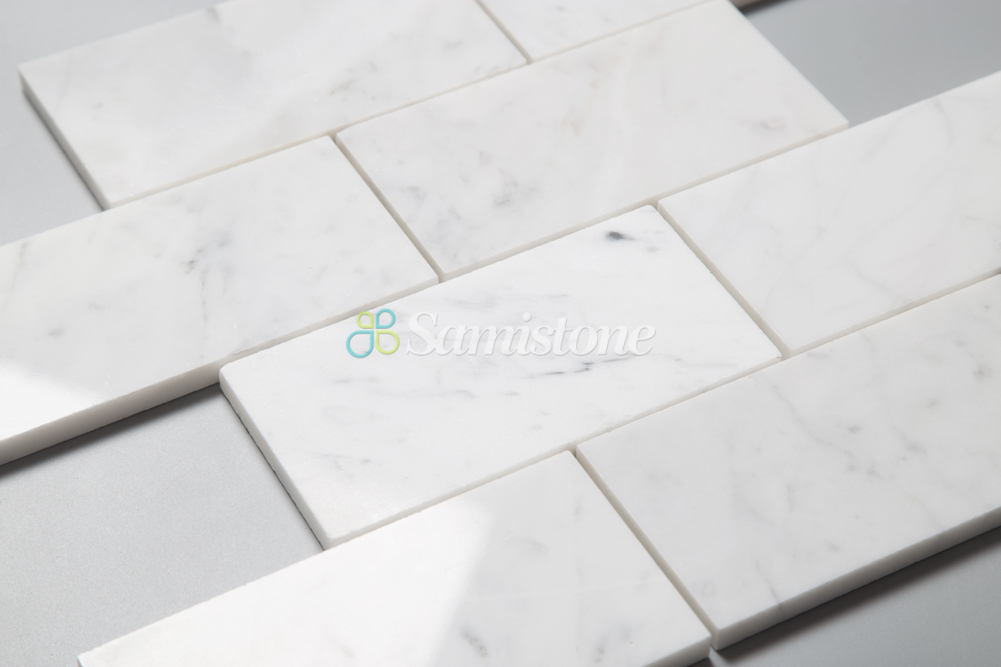 Samistone Carrara White 3x6 inch Brick mosaic tile for Wall and Floor