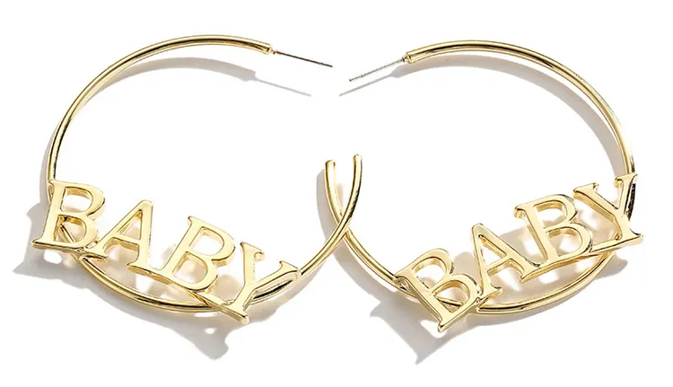Personalized Women Jewelry Custom Name Alloy Large Hoop Earring