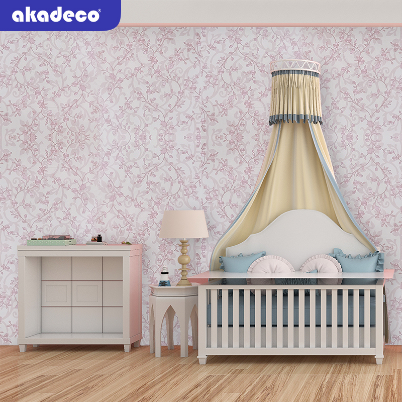 Peel and Stick Removable Wallpaper Spring Botanicals Floral Flowers Baby Girl Nursery Wallpaper Roll