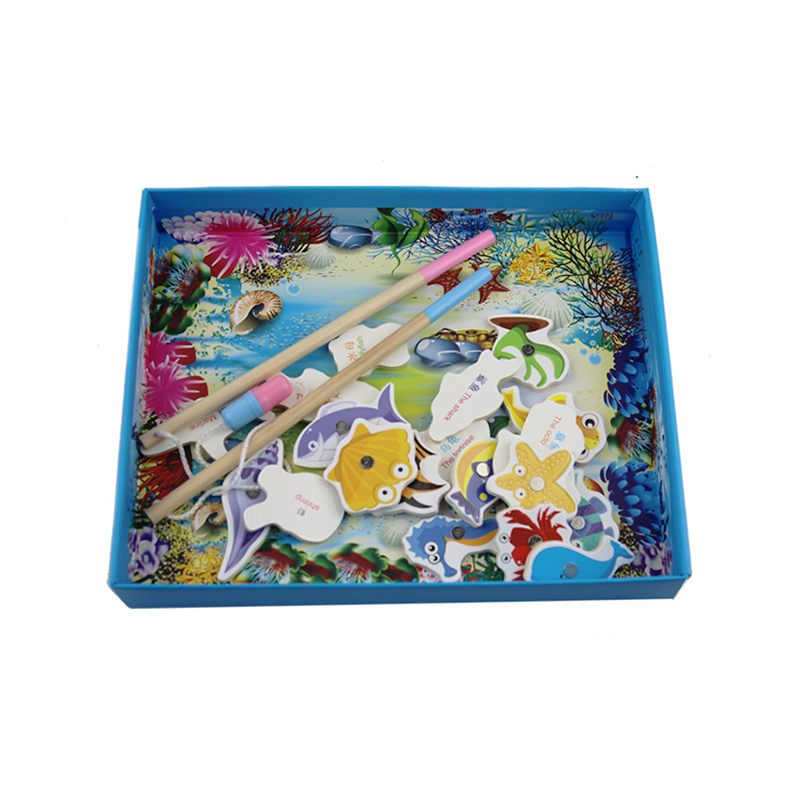 Hot Wholesale Colorful Wooden Fishing Game Toys New Design Developing Kids Marine Animals Cognitive Training Educational Toys