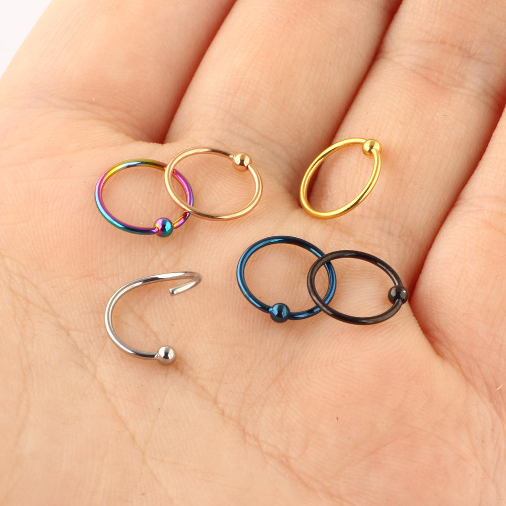 Nose Ring Hoop With Stud Fashion Stainless Steel Body Jewelry