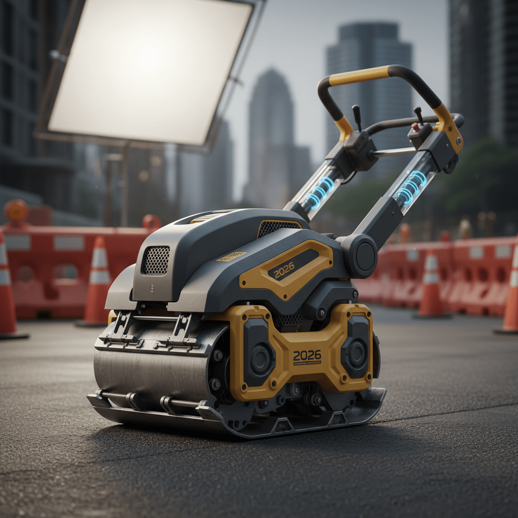 Modern soil compactor with advanced dampening in confined asphalt repair.