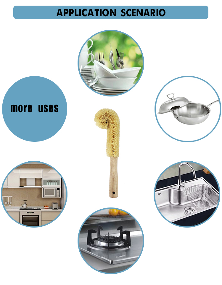Wooden Coconut Cleaning Brush For Cups Decanters Bottles