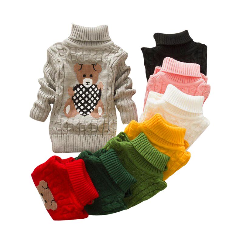 Весенне-осенне-зимний вязаный свитер с рисунком медведя, детский мультяшный свитер, шерстяной свитер, дизайн для детей