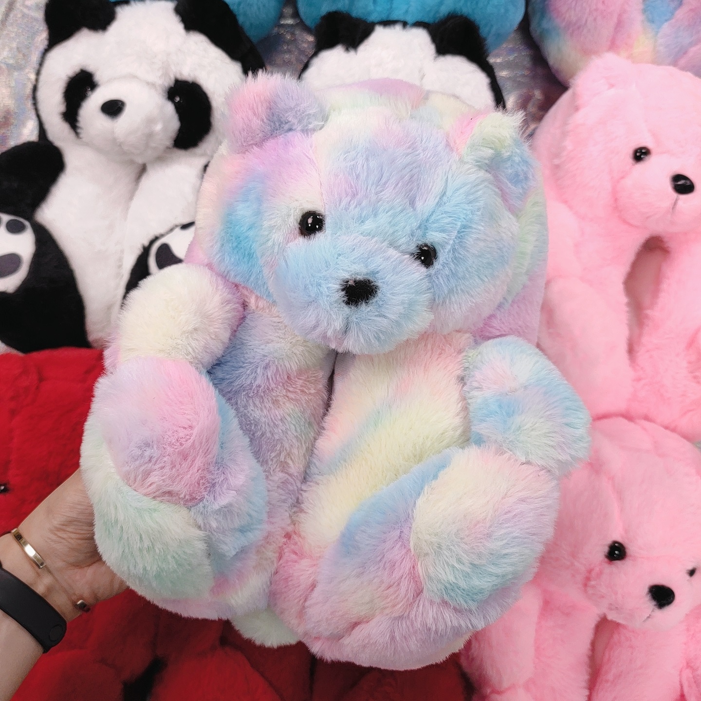 Лидер продаж, оптовая продажа, новый цвет, пушистый женский плюшевый мишка, тапочки для женщин, Пушистый Плюшевый мишка, домашние тапочки, плюшевый мишка, Тапочки