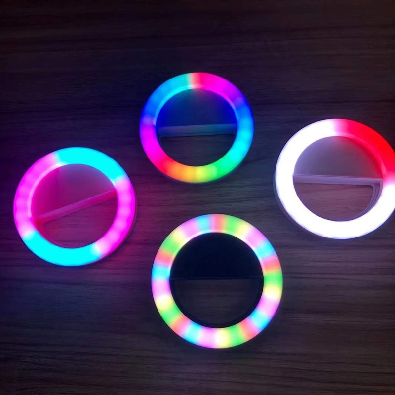 Amazon Hot Selling RG-01 LED Selfie Ring Light Rechargeable Camera Mini Selfie Light With 30 RGB ring light