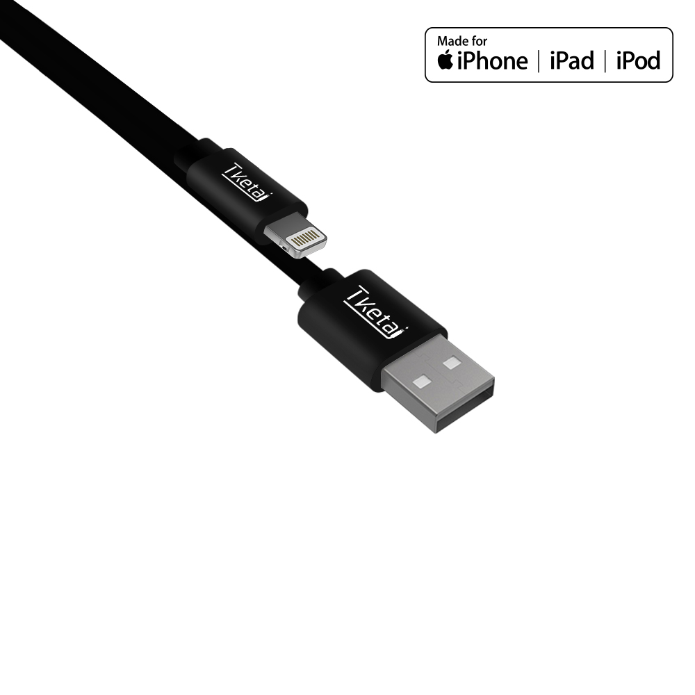 TKETAI плоский ПВХ 8pin 2.4A USB Lightning Кабель для передачи данных Сертифицированный MFI 3ft/6ft/9ft Быстрая зарядка для iphone