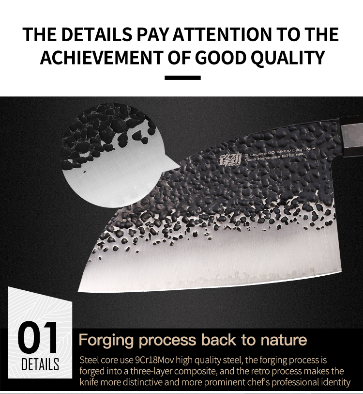 FINDKING 6.5 inch chef chopping knife Kitchen Outdoor Super Sharp Rosewood Handle Cleaver Butcher Knife with Cover