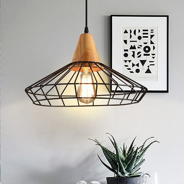 Simple Art Design Loft Hanging Lighting E26 E27 Wood Pendant Lamp