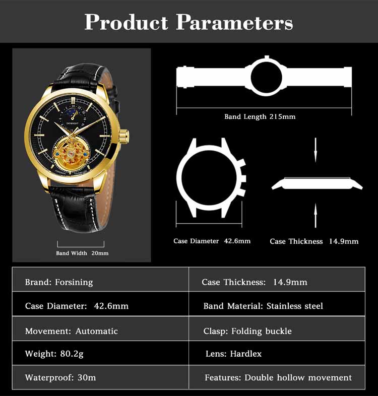 FORSINING 8197, высококачественные, изготовленные в КНР, мужские часы с механизмом, удобный ремешок из искусственной кожи, стойкий к влаге, лучшие ультратонкие повседневные часы