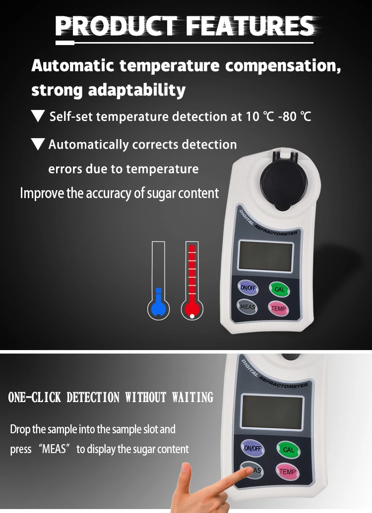 0-55% Digital Brix Meter Tester Professional Refractometer with