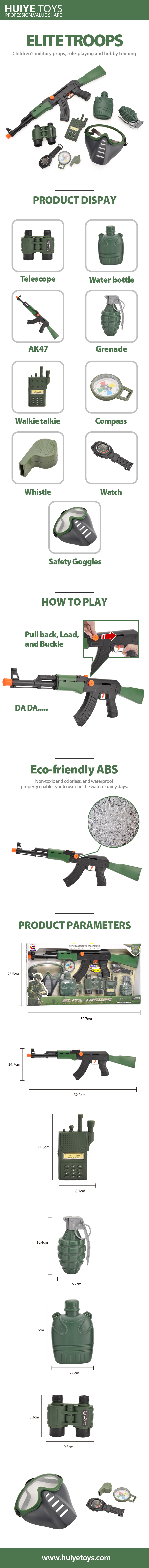 Huiye new design HOT SELLING kids plastic educational games role play military toys army play set