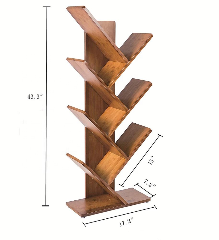 desktop stand bamboo book rack tree shape bamboo display bookcase storage rack shelf with magazine racks for home  office