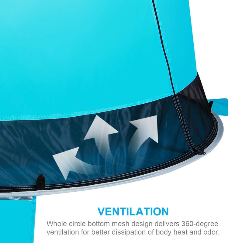 4 Persons Foldable Water, Resistant Uv50 Camping Resort Stretch Hole Frame Half Full Color Beach Tents With Sandbag Anchors/