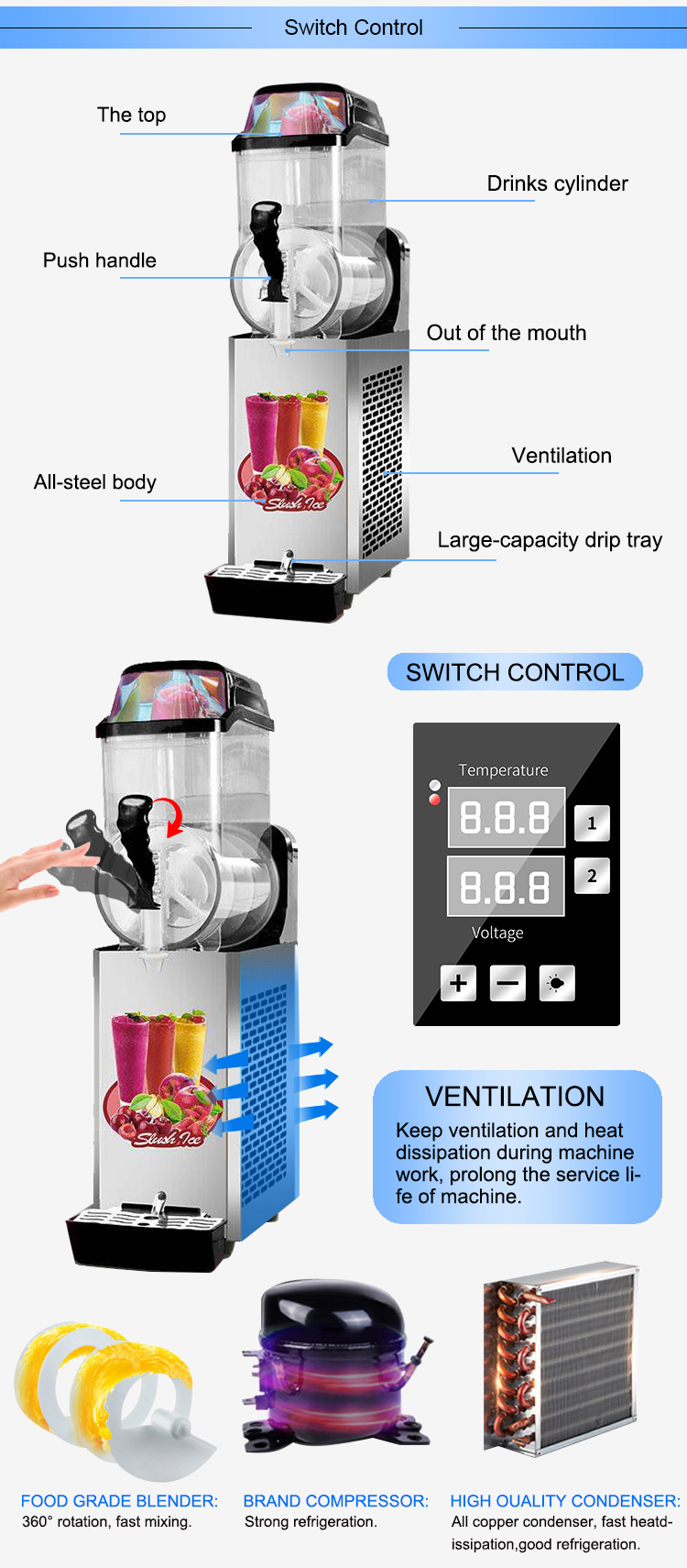 Thương Mại Đông Lạnh Máy Uống Giá Rẻ Slush Máy Để Bán Ice Slush Máy