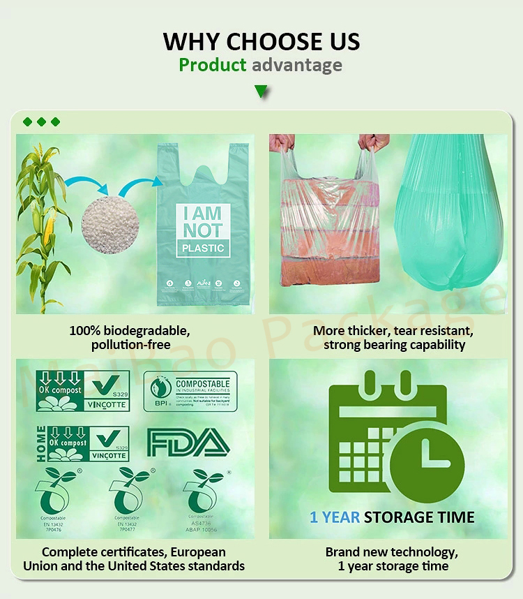 Custom Printed Black 100% Eco Friendly EPI PLA Corn Starch Compostable Biodegradable Shopping Packing Plastic Bag for Clothes