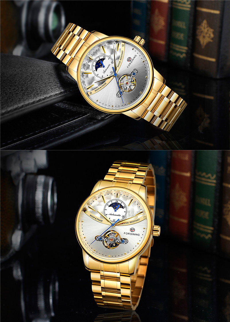 Forsining 8179 Steampunk De Luxe Cadran Noir Hommes Automatique Mécanique Montre-Bracelet Top Marque De Luxe Mâle Horloge Relogio acier bande