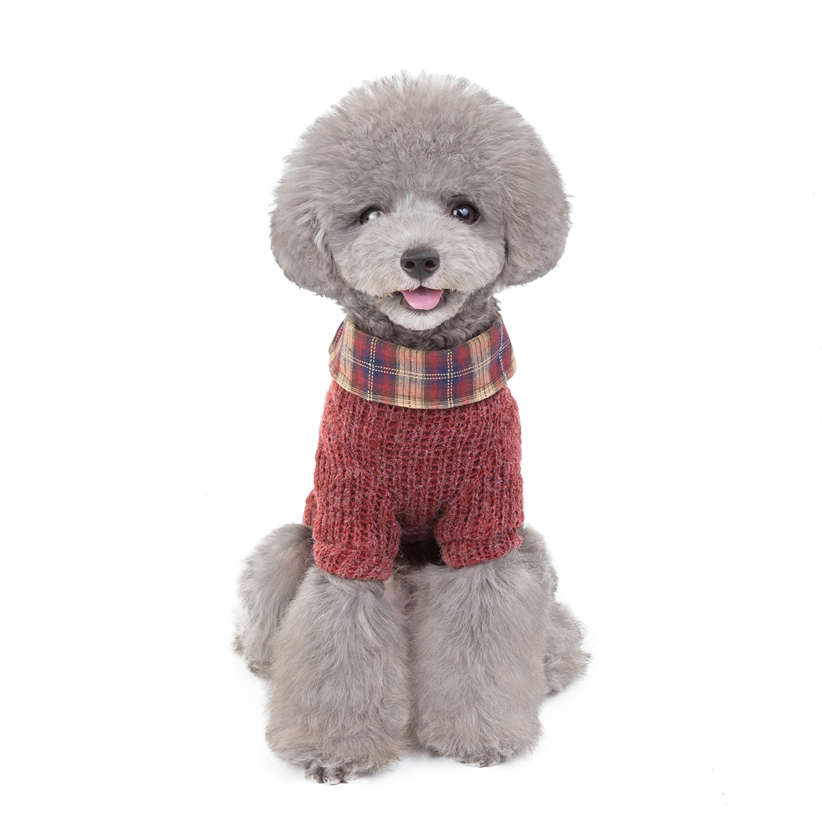 British Campus Style Pet Coat Fashionable Autumn Winter Dog Apparel Pet Accessories Lapel Plaid Dog Sweater