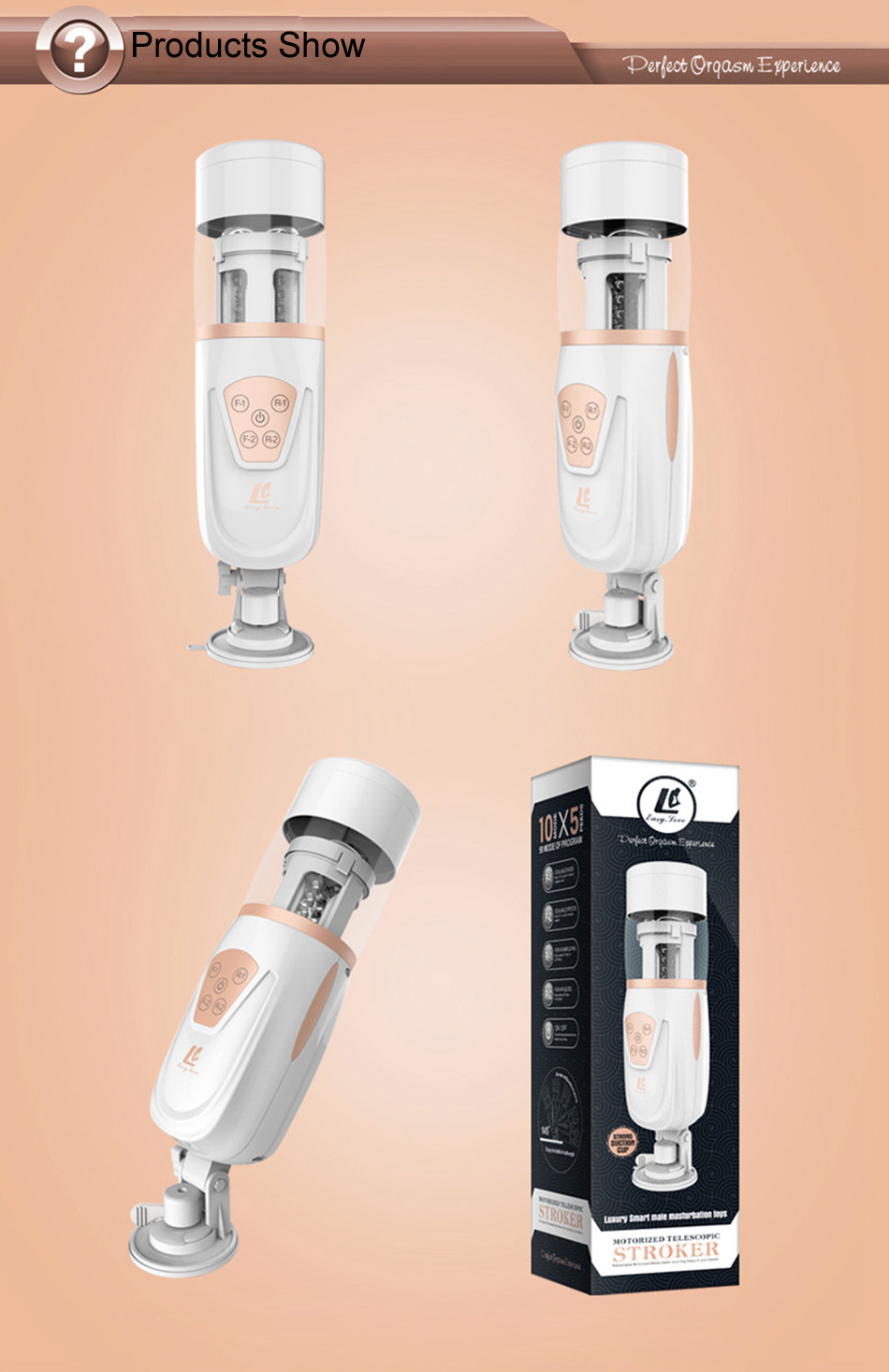 Easy Love Silicone Male Masturbator - 360 Massager with 10 Speed Pistoning, Real Touch Feeling, Less Than 60dB Noise Easy Love Silicone Male Masturbator - 360 Massager with 10 Speed Pistoning, Real Touch Feeling, Less Than 60dB Noise
