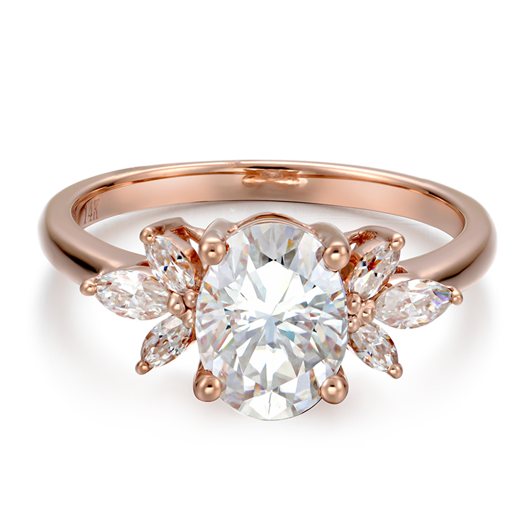 AAA Gems 14K 18K Platinum Rose Gold Moissanite Ring Wide Design Engagement Rings For Women