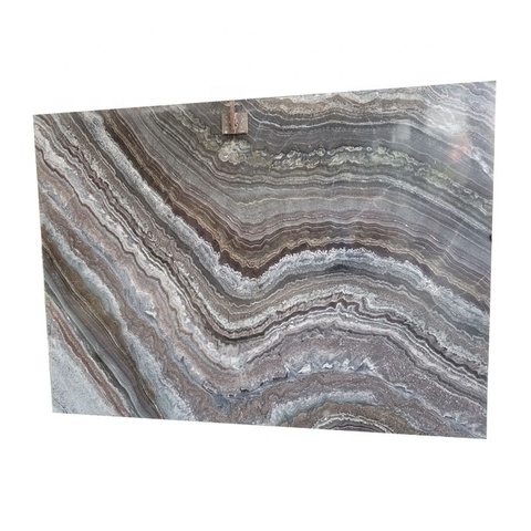 低价波浪线大理石瓷砖用于地板和墙面,棕色抛光板