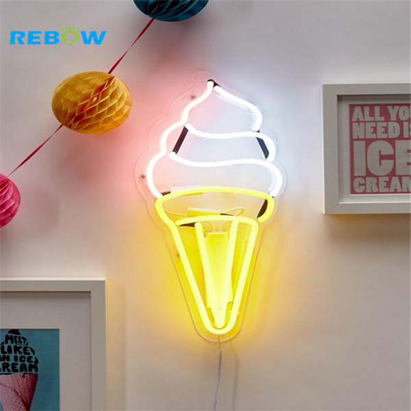 Rebow Wall-mounted Sorvete Personalizado Letras do Sinal de Néon Led Neon Sinal de Luz