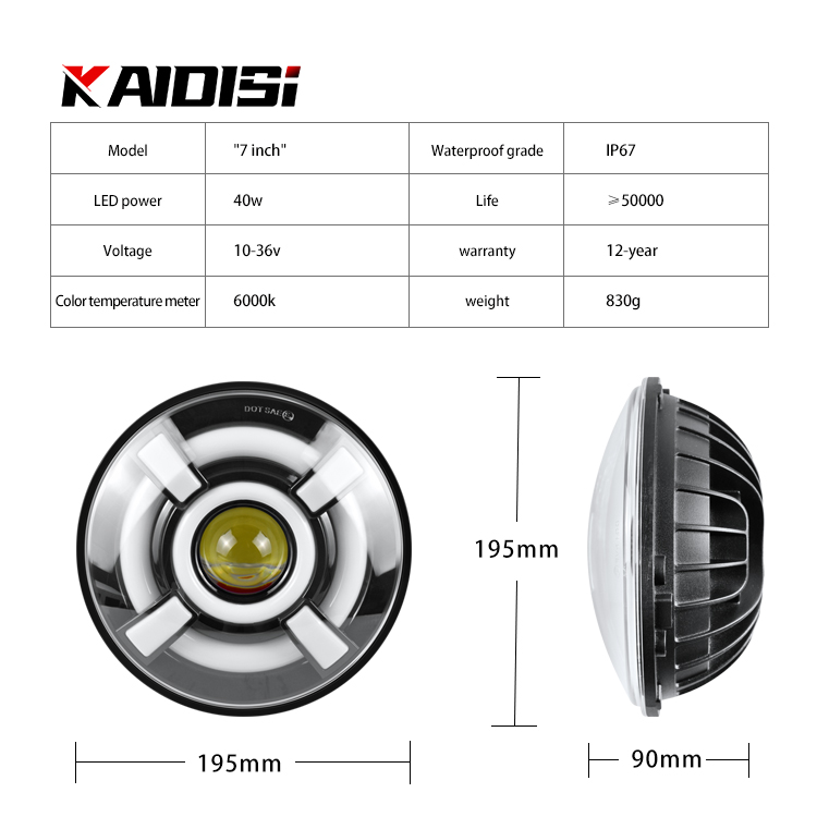 Высокая мощность Янтарный с передние фары "ангельские глазки 7 дюймов DRL Круглый мотоцикла 60 Вт внедорожный светодиодный фар для JK JL Приглашаем посетить наших заказчиков выставку CJ TJ
