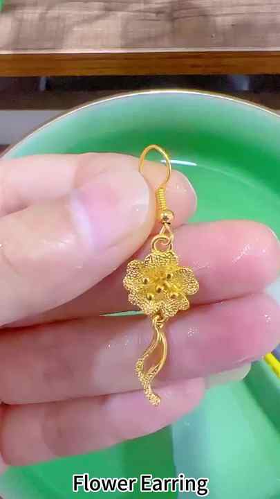 Gold Plated Green Onyx Hook Earrings - Handmade Bezel Set Trillion Stone (2.5cm) - View #7