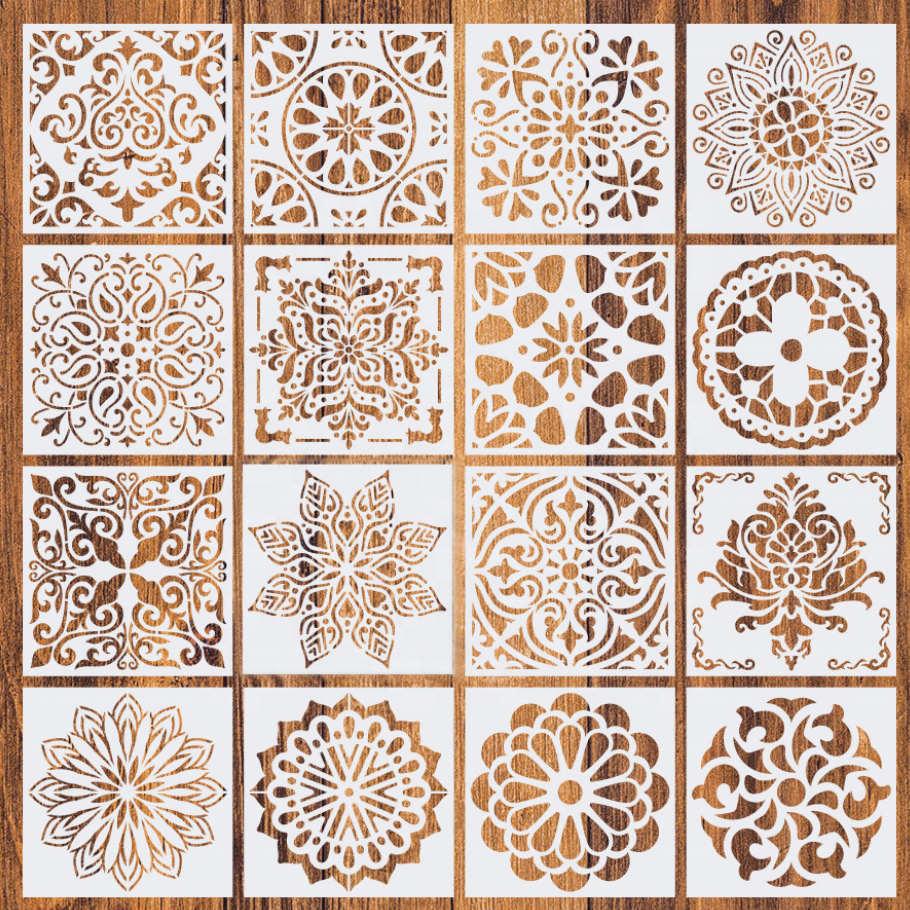 Прямая поставка, Лидер продаж, трафарет Amazon с лазерной резкой, многоразовый трафарет с ПЭТ мандалой для рисования и украшения