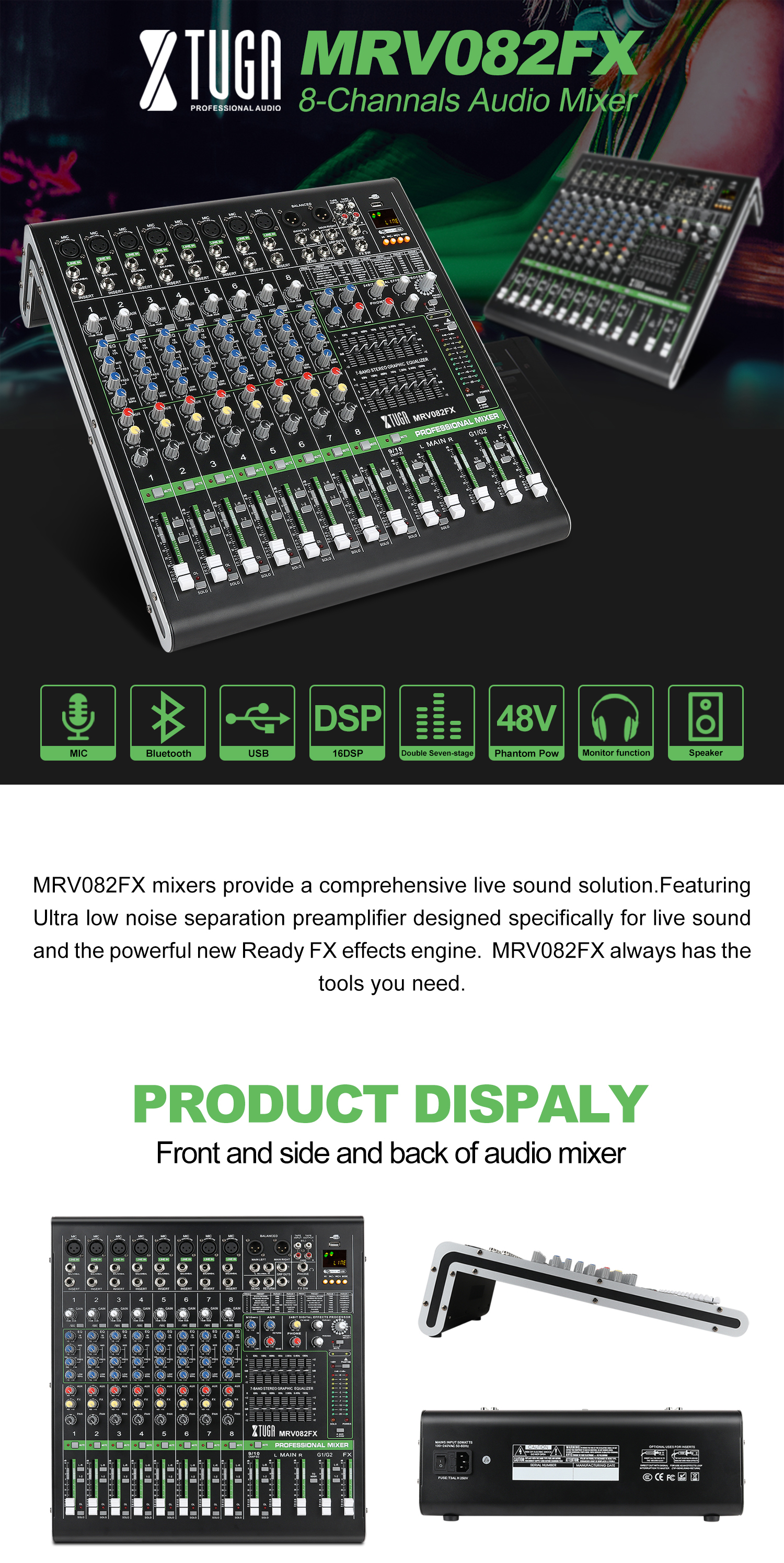 Eco-Friendly 8 Channel DJ Mixer - Digital Audio Mixer Online