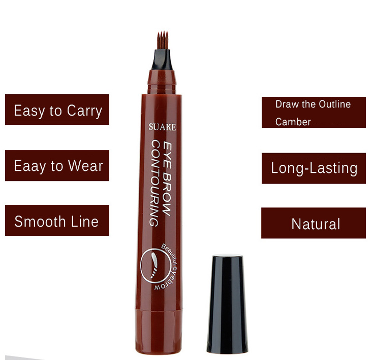 SUAKE 4-TIP Liquid Eyebrow Pencil Waterproof Fork Tip Fine Sketch Liquid Eye Brow Tattoo Tint Pen Korean Cosmetics Makeup