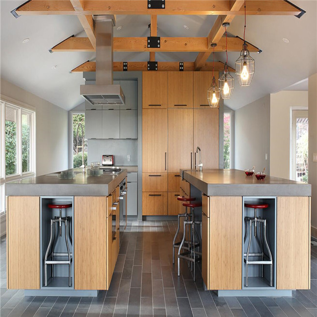 Luxury walnut solid wood custom kitchen cabinet designs