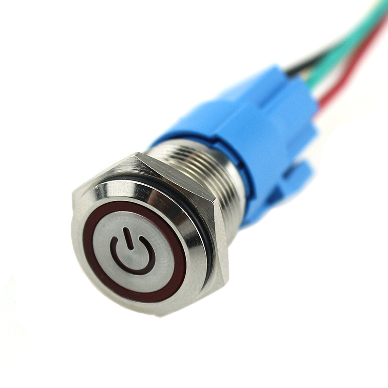 ABS16S-P11Z-E 19 мм самоблокирующийся плоский металлический кнопочный переключатель с ремнем