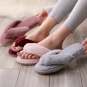 thong fur slippers