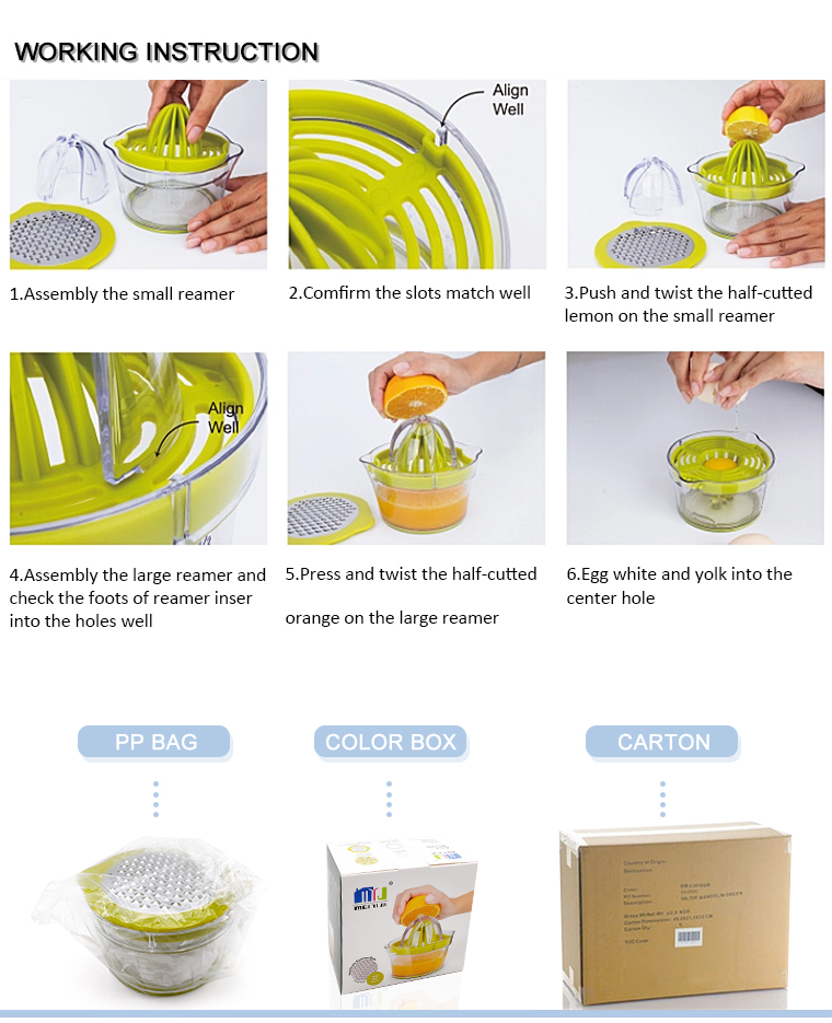 Amazon Hot Selling Fruit & Vegetable Tools 4 in 1multi Juicer press Manual Orange Squeezer with Measuring Cup