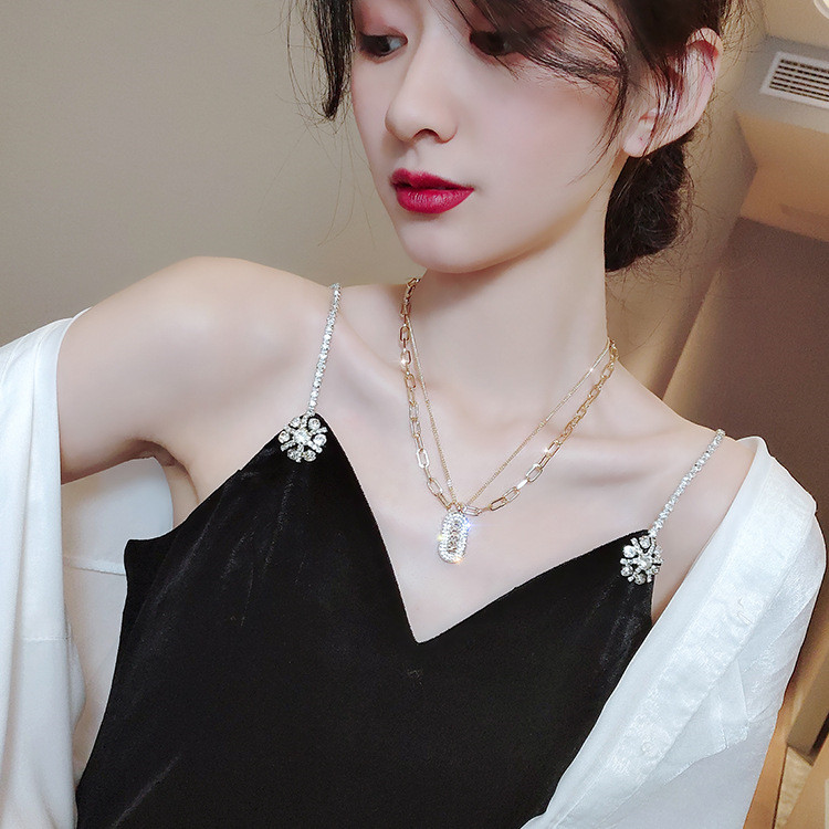 Aimgal ювелирные изделия Хип-хоп танцевальный ночной клуб прилив многослойная одежда винтажное ожерелье цепь до ключиц для женщин