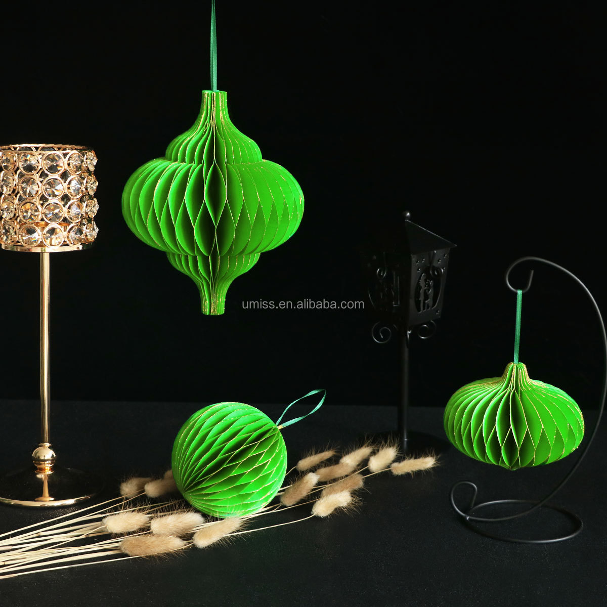 umiss 手工纸装饰,装饰蜂窝折叠婚礼商城,圣诞树窗口显示装饰背景