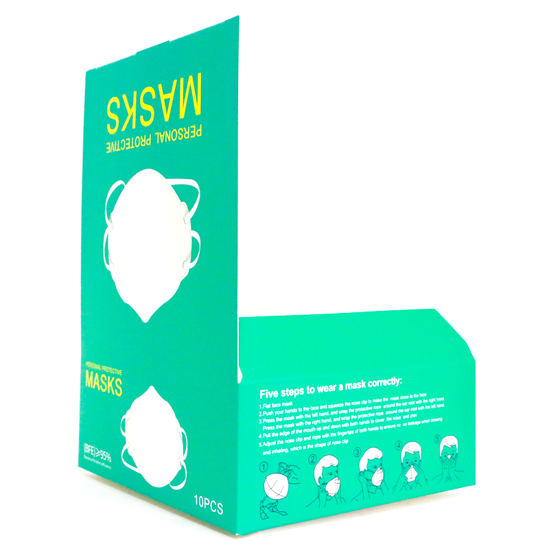 Custom Printed 50pcs Pack Medical Disposable Surgical Face Mask N95 N99 KN95 Mask Packaging Paper Box