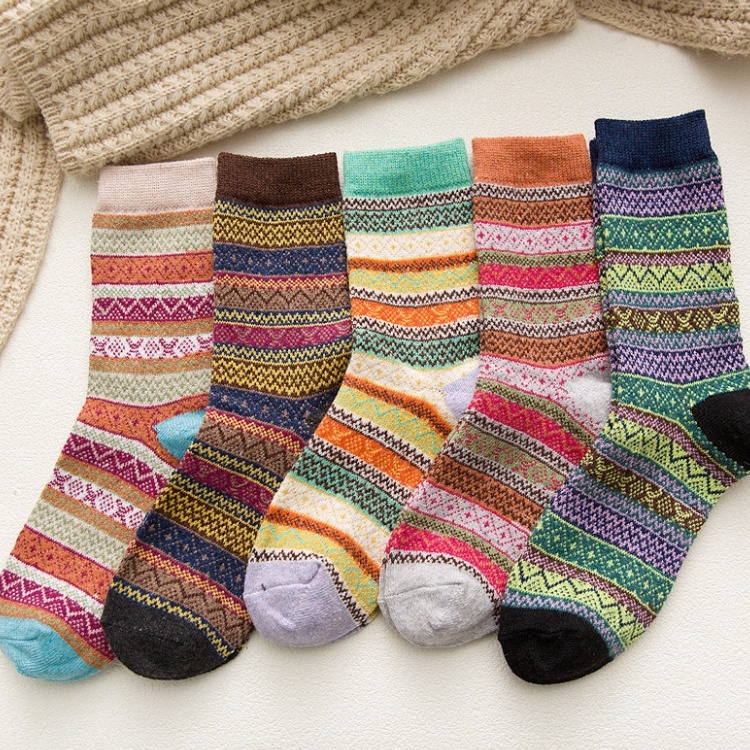 Lts Womens Sock,Womens Vintage Winter Soft Warm Thick Cold Knit Wool Crew Socks Dot Print