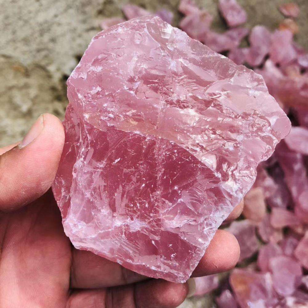 批发天然修复水晶石原石粗石英原石玫瑰石英石