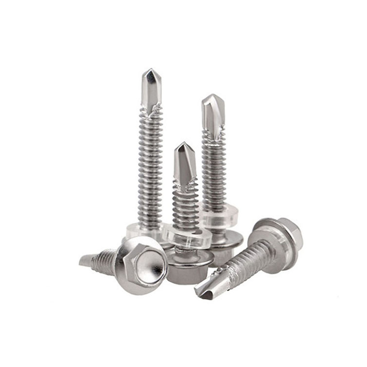 din 7504 316 stainless steel self drilling screw with rubber washer