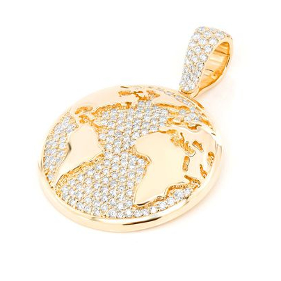 Iced Ou tLarge World Globe Pendant 14K silver Lab Diamond VVS Moissanite Custom Pendant