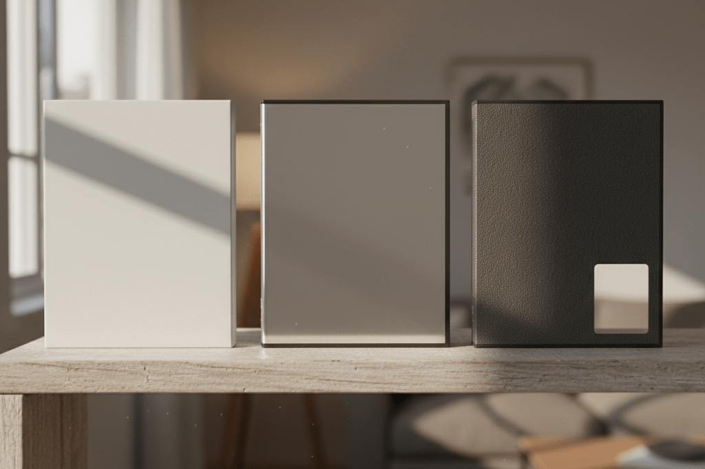 Blank video game cases showing tier differentiation through texture and lighting, symbolizing pricing strategy without recognizable branding