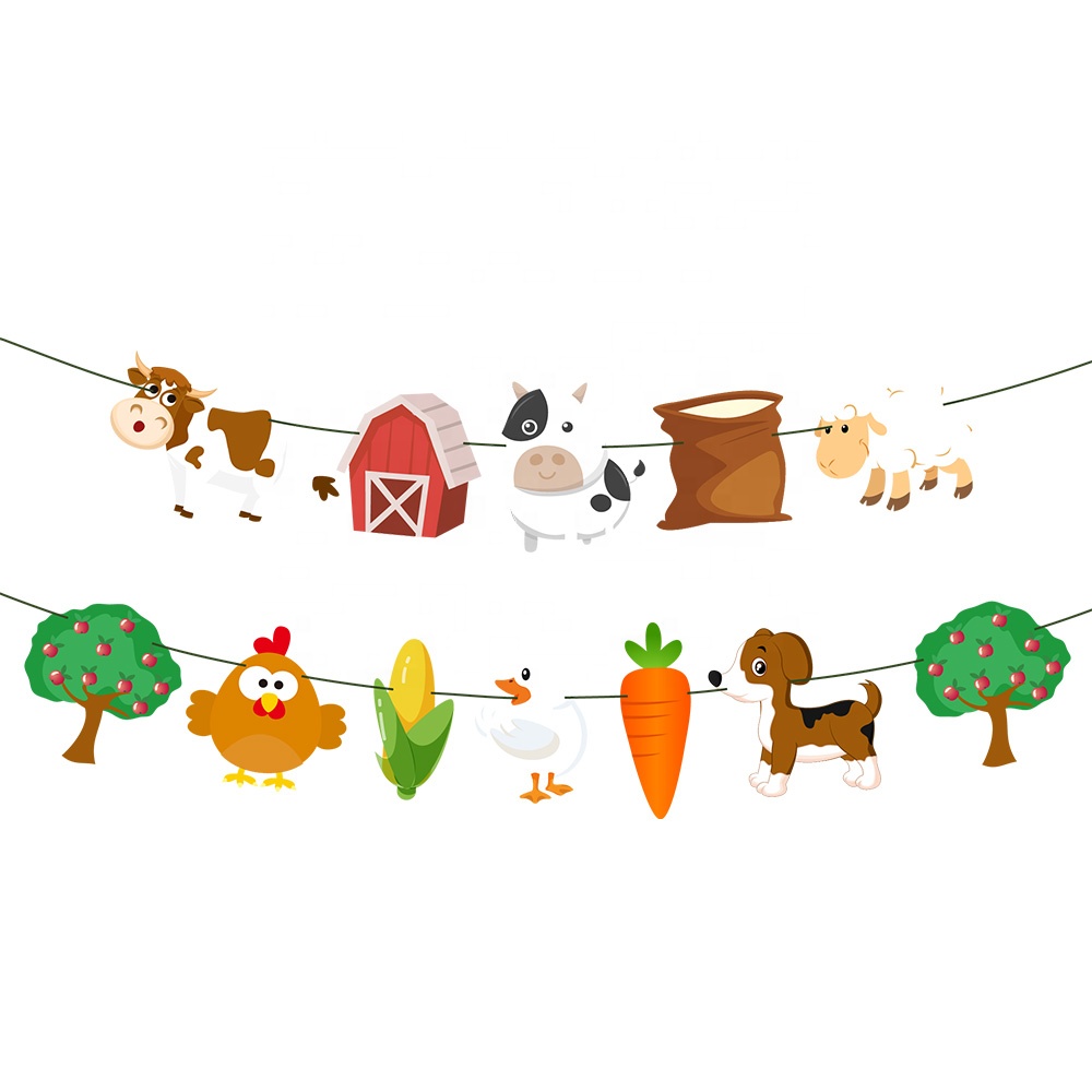 Pafu crianças meninos meninas decorações do partido temático fazenda curral animal de fazenda feliz aniversário banner banner fazenda de frutas legumes