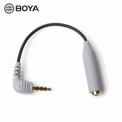 BOYA BY-Clipe 3.5 milímetros TRS (Fêmea) Cabo Adaptador de Microfone para TRRS (Masculino) para iPhone e Android Smartphones