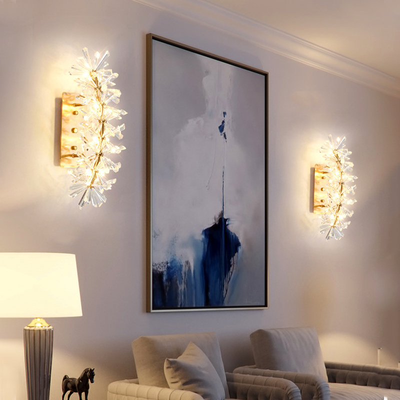 New design art square crystal goldene wall lamp  wandleuchte for living room bedroom