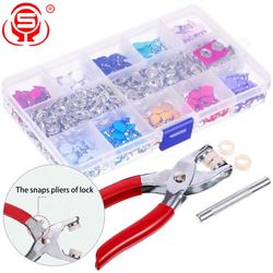 200 Sets Eco-Friendly Color Five Claw Buttons Set  Baby Button Hand Pressure Pliers Set